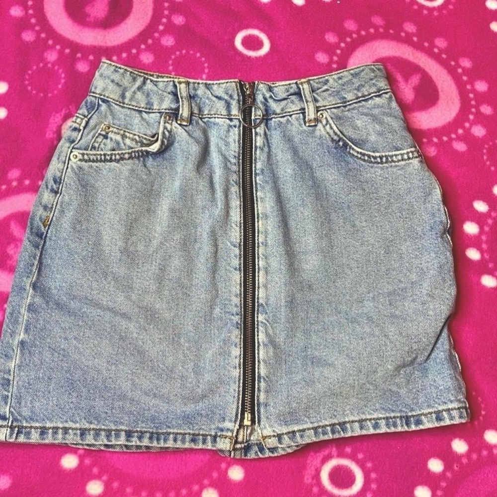 Top shop full zip mini jean skirt size 2
